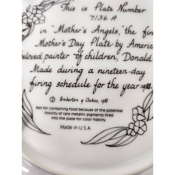 Vintage Zolan Mothers Angel Decorative Framed Wall Hanging Collector Plate - Picture 7 of 10